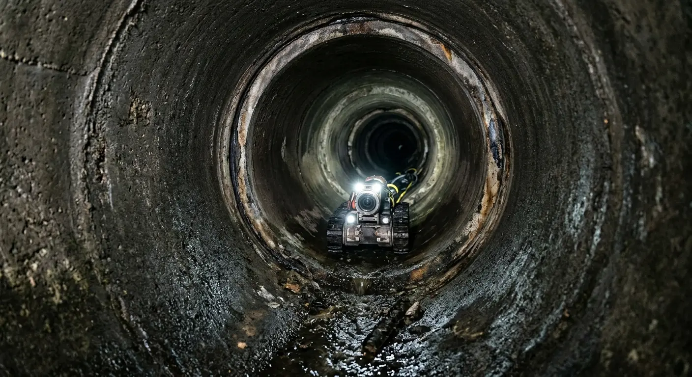 Robotic sewer camera inspecting pipe interior for Sewer Line Repair in Hartsville-Trousdale County
